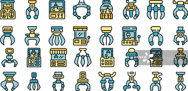 抓取器彩色扁平图标集图片素材