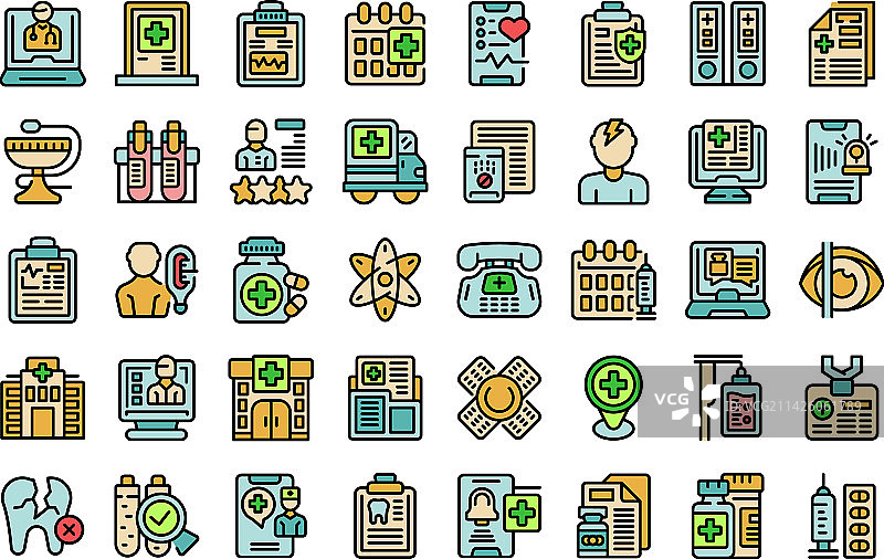 医生问诊图标彩色扁平化设计图片素材