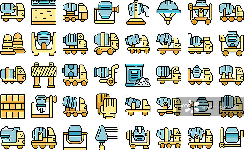 水泥搅拌机彩色扁平图标图片素材