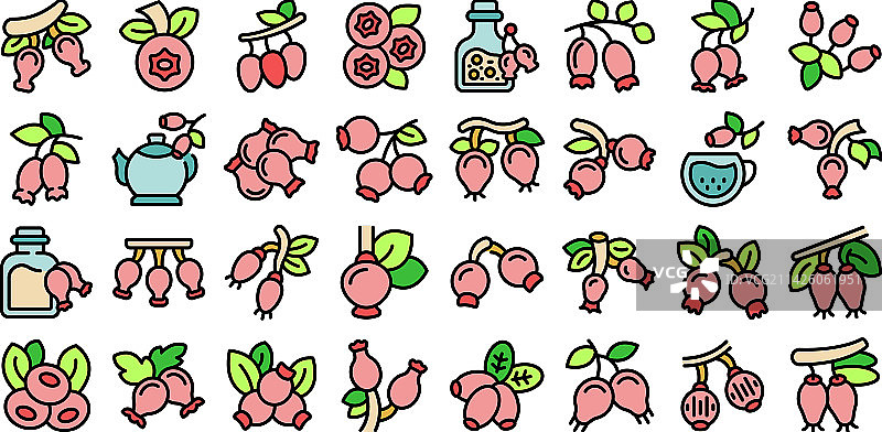 玫瑰果图标彩色扁平设计图片素材