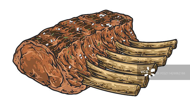 彩色复古炸排骨标签图片素材