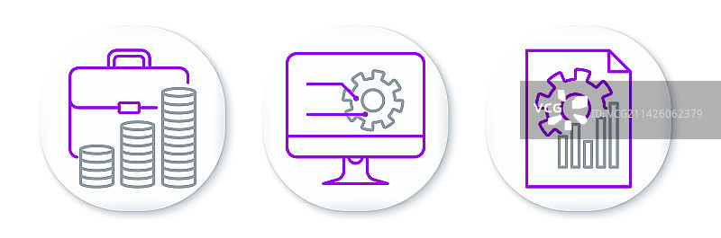 包含图表、公文包的线性文档图片素材