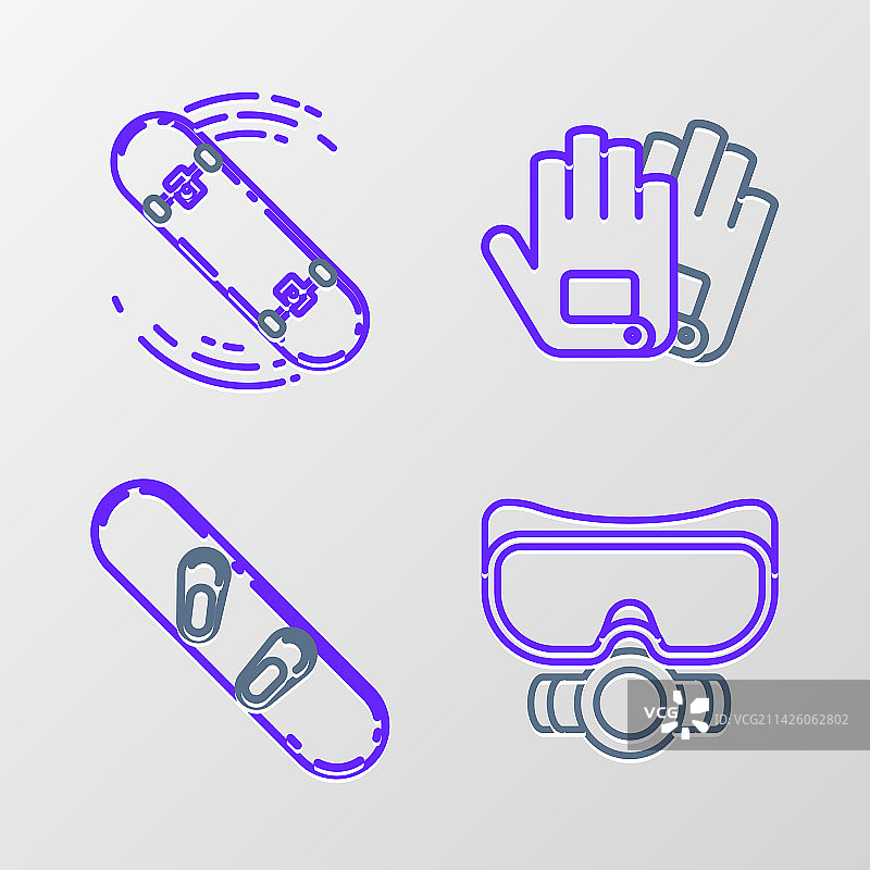 线条潜水面罩滑雪手套图片素材
