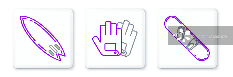 滑雪板、冲浪板与手套图标图片素材