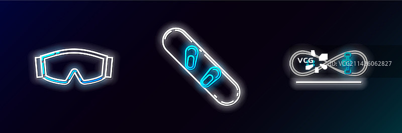 滑板技巧滑雪镜线条组合图片素材