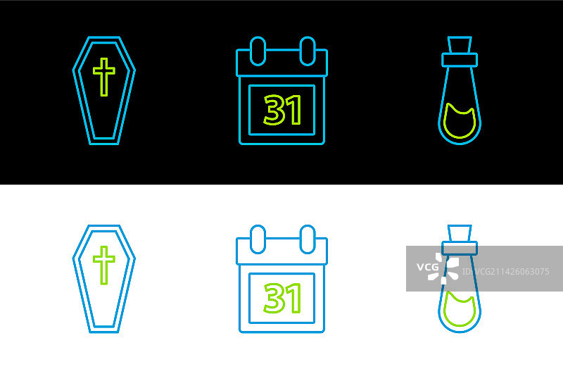 带有药水棺材基督教的线条瓶子图片素材