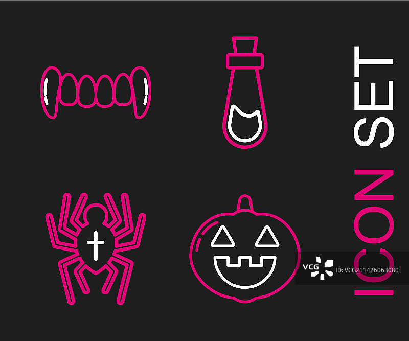 南瓜蜘蛛药剂瓶线条设计图片素材