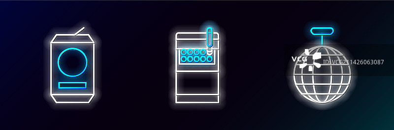 迪斯科球啤酒罐香烟组合图片素材