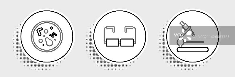 显微镜细菌和眼镜线条组合图标图片素材