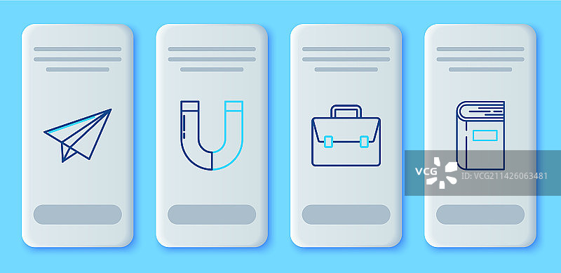 磁铁、公文包、纸飞机等线条设计图片素材