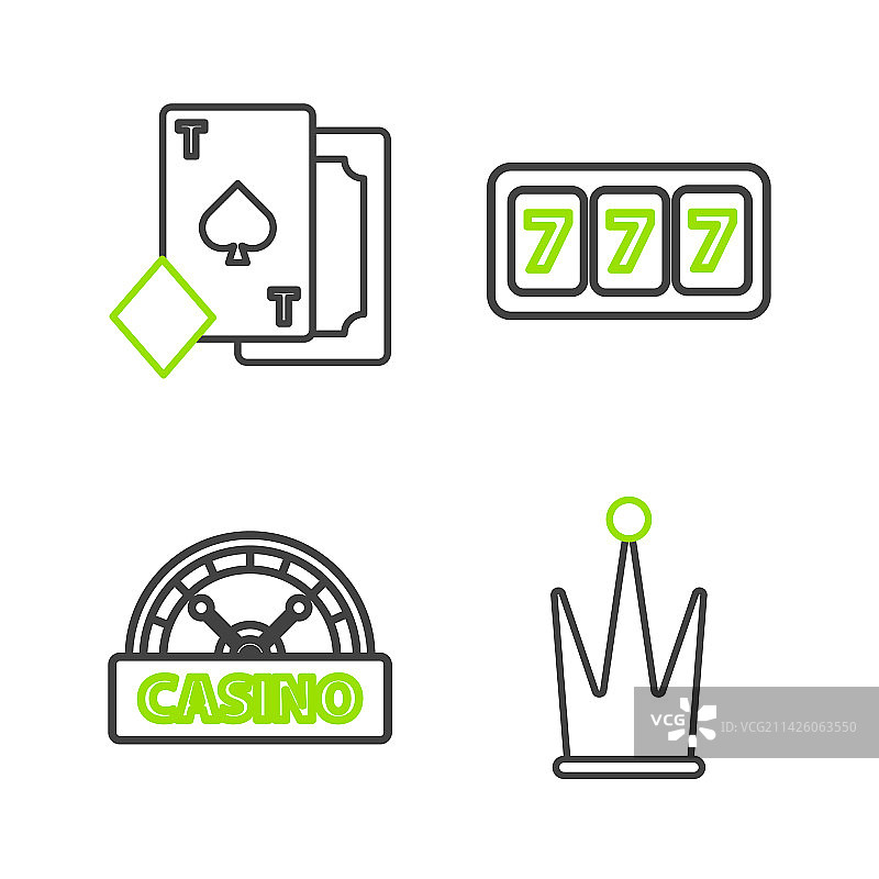 线条、皇冠、赌场招牌和老虎机图片素材