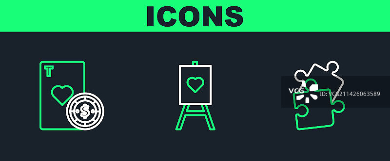 拼图、筹码与扑克牌图标图片素材