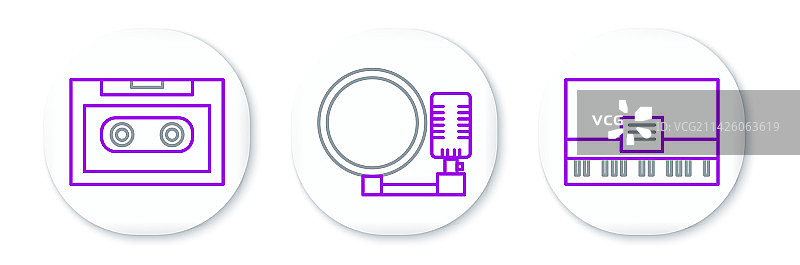 线条照片：钢琴、复古录音带图片素材