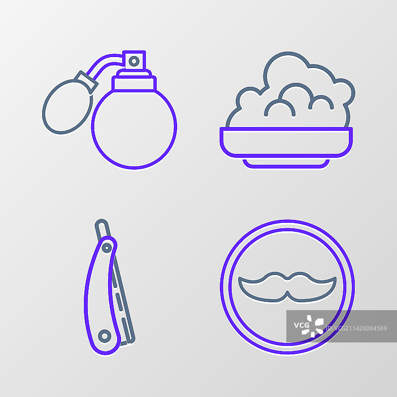 线性图标胡子直剃刀剃须膏图片素材