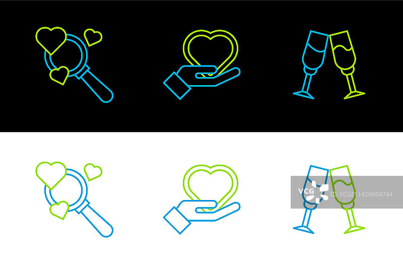 香槟搜索爱心线条组合图片素材