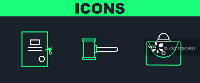 公文包、诉讼文件与法官 gavel图片素材