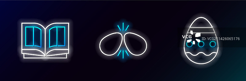 复活节彩蛋、圣经书籍和彩蛋图标图片素材