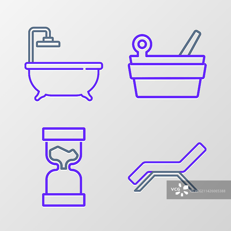 太阳床雨伞沙漏桑拿图标图片素材