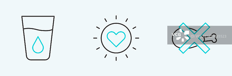 禁止食用肉类：含水杯和太阳图片素材