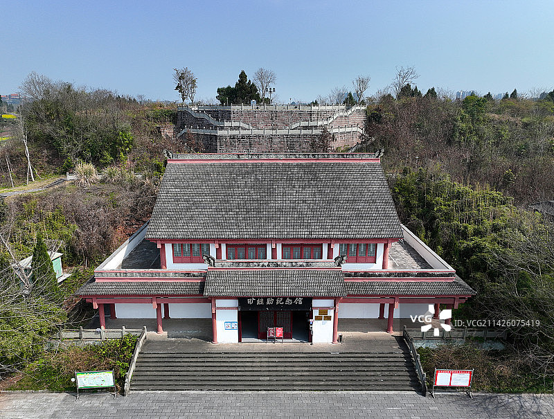 四川省遂宁市蓬溪县旷继勋公园航拍图片素材