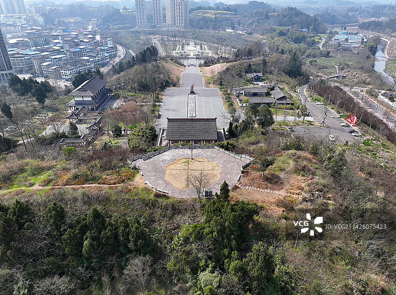 四川省遂宁市蓬溪县旷继勋公园航拍图片素材
