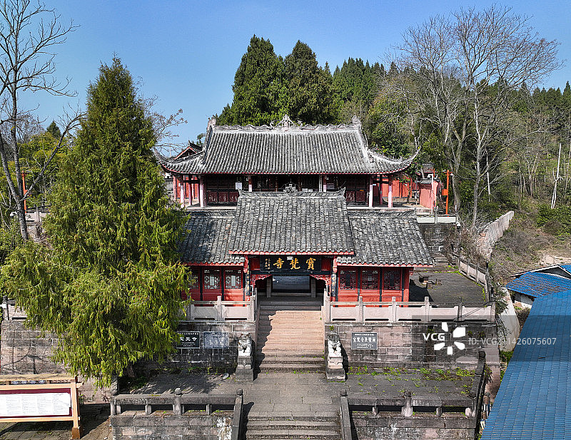 四川省遂宁市蓬溪县宝梵寺航拍图片素材