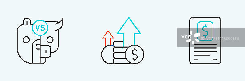 一组线条：商业金融报告、牛市和熊市图片素材