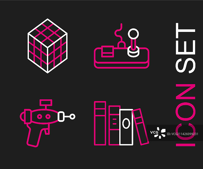 书籍、射线枪、游戏手柄、魔方线条图片素材