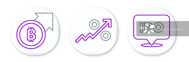首次公开募股金融增长和比特币线条图片素材