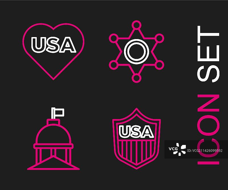 星星白宫六芒星线条盾牌图片素材