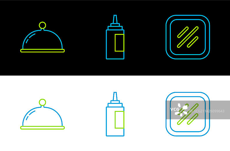 线条素材：牛排、肉、托盘和酱汁图片素材