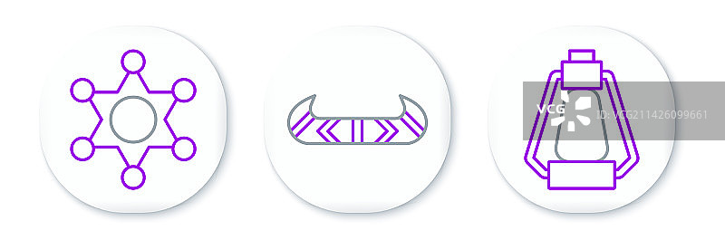 露营灯、六角星和警长标志图片素材