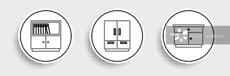 家具：床头柜、图书馆书架图片素材