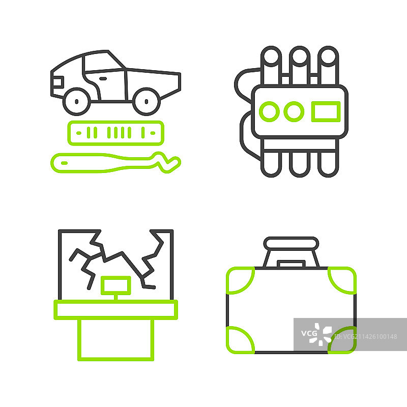 公文包、钱和破窗户图片素材