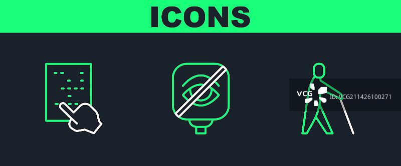 盲人拄着盲杖和盲文图片素材