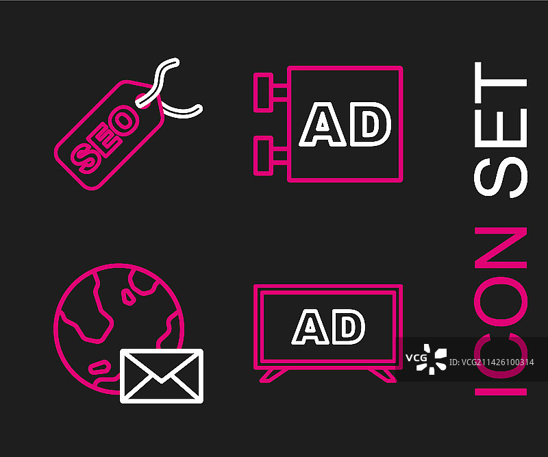 线条集：广告地球仪、邮件图片素材