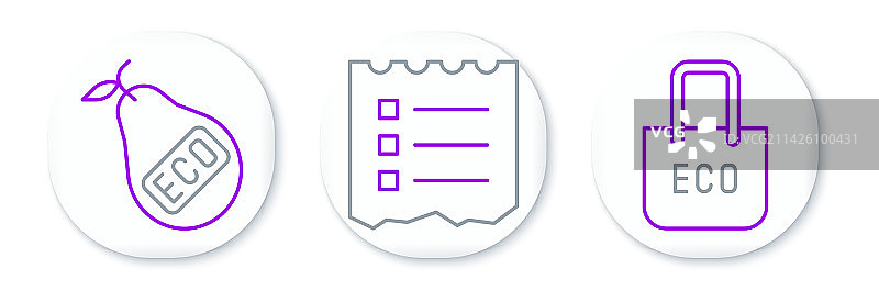 带回收标志的健康购物袋线条组合图片素材