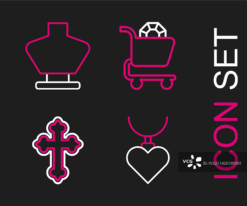 一套心形吊坠项链图片素材