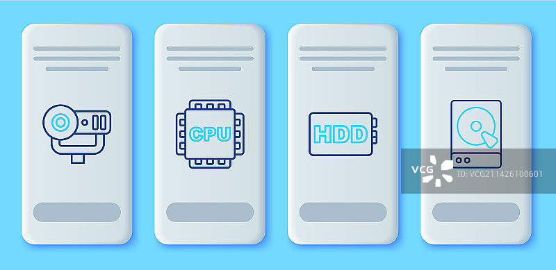 带CPU硬盘驱动器处理器线条图片素材