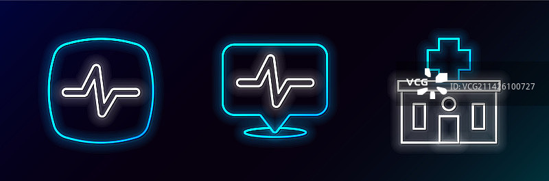 医院大楼、心率图标图片素材