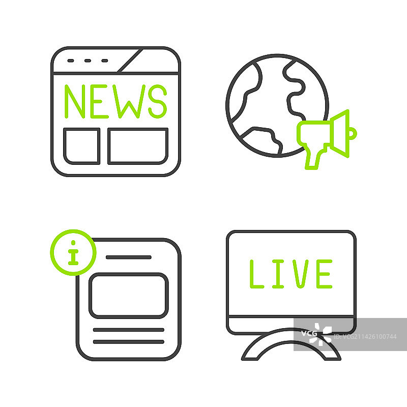 直播报道世界新闻信息线条图片素材