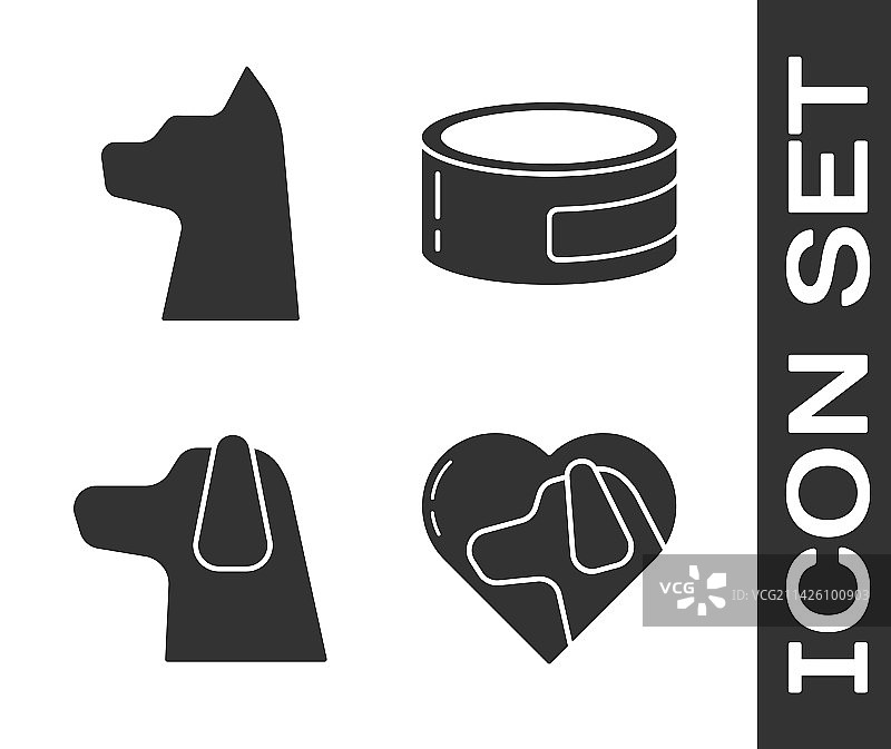 带猫狗和罐头食品图标的心形图片素材