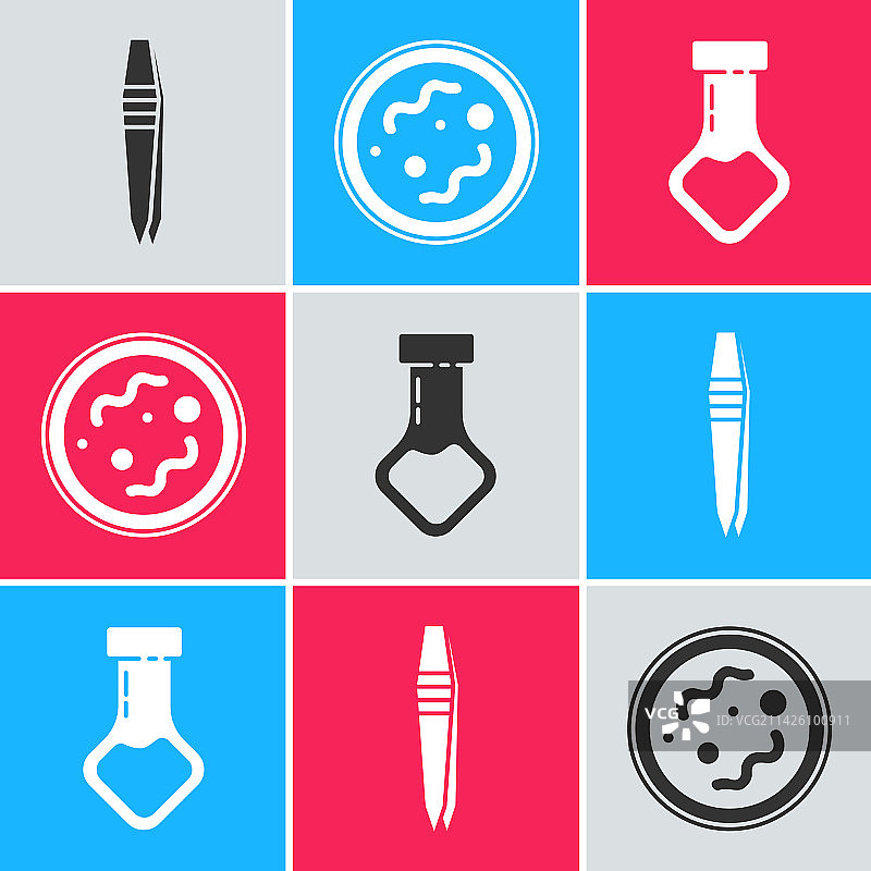 镊子细菌试管烧瓶组合图片素材