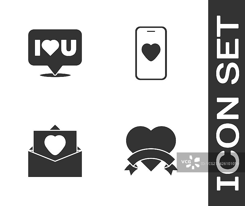 带有“我爱你”信封的心形对话气泡图片素材