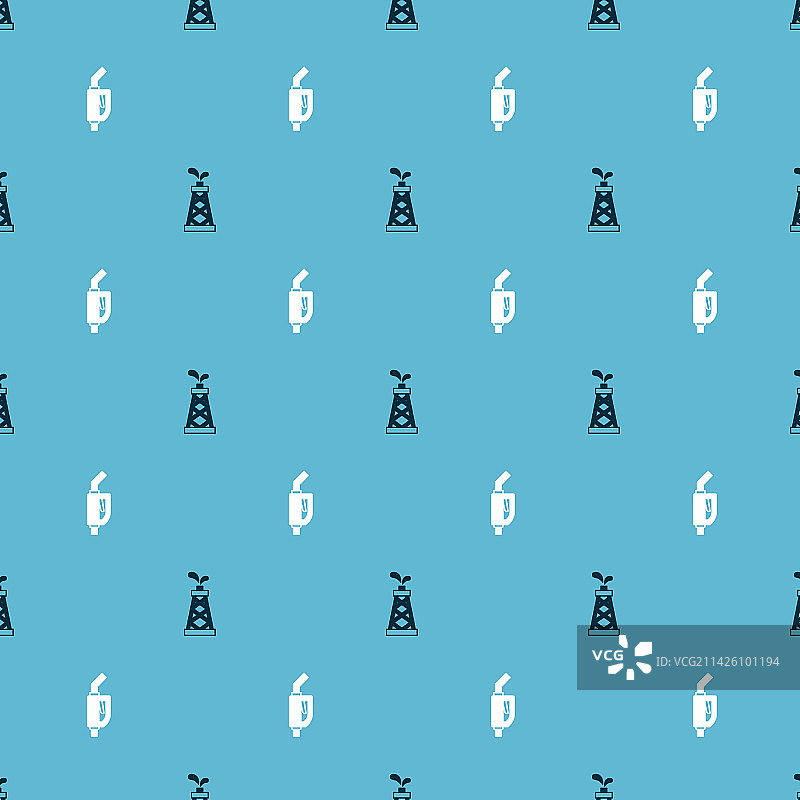 石油钻井平台与汽油泵喷嘴图片素材