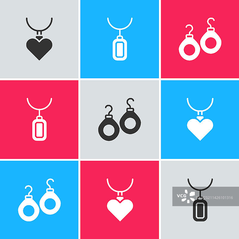 心形吊坠项链套装图片素材