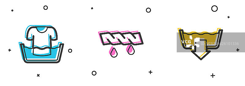 衬衫、水盆与洗衣场景图片素材