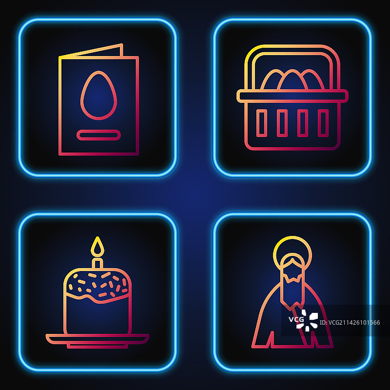 耶稣基督复活节蛋糕蜡烛线条组合图片素材