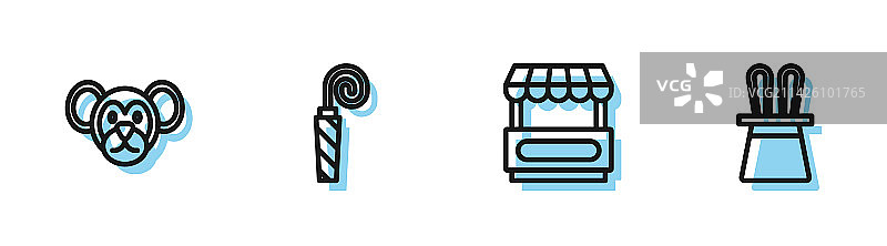 街头快餐车和猴子生日套装图片素材