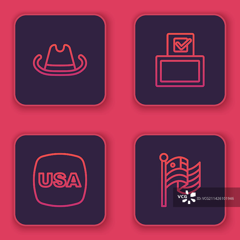 西部牛仔帽美国独立日线条设计图片素材